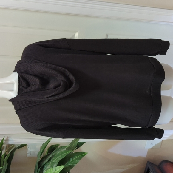 Shein Women's Black Waffleknit Zippered Hoodie w/Pockets Size Medium - Picture 2 of 4